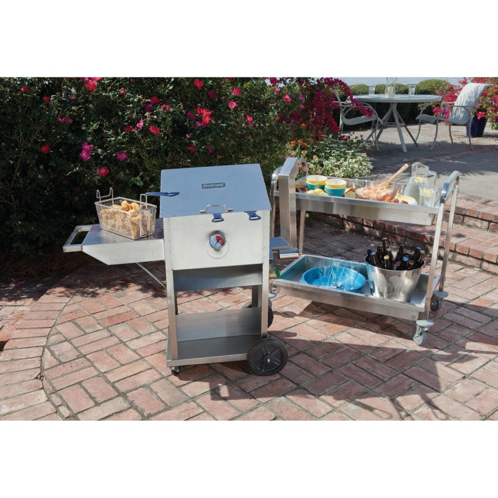 Bayou Classic 9-Gallon Bayou Stainless Steel Outdoor Propane Gas Fryer with Side Shelf