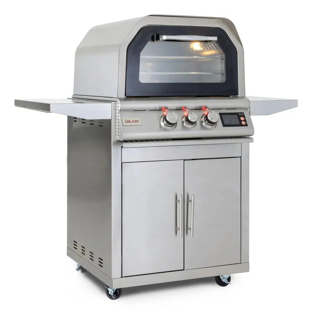 Blaze 26" Freestanding Natural Gas Outdoor Pizza Oven With Rotisserie Kit & Cart