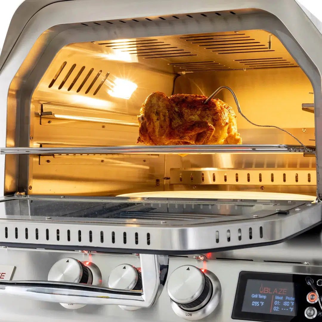 Blaze 26" Freestanding Propane Outdoor Pizza Oven With Rotisserie Kit & Cart