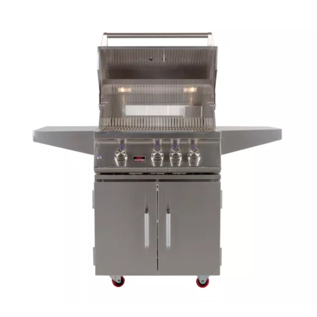 Bonfire Outdoor 28" Stainless Steel 3-Burner Freestanding Liquid Propane Gas Grill With Infrared Rear Burner