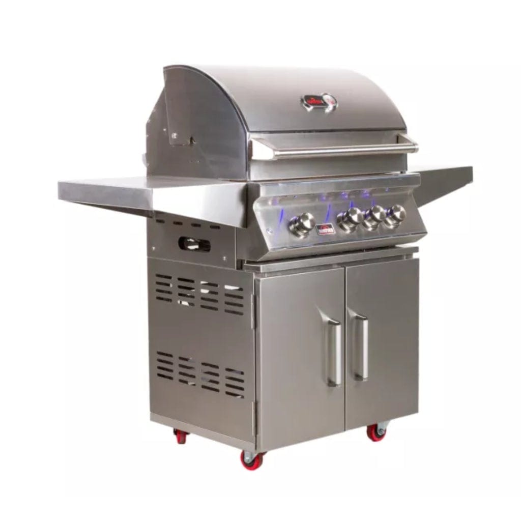 Bonfire Outdoor 28" Stainless Steel 3-Burner Freestanding Liquid Propane Gas Grill With Infrared Rear Burner