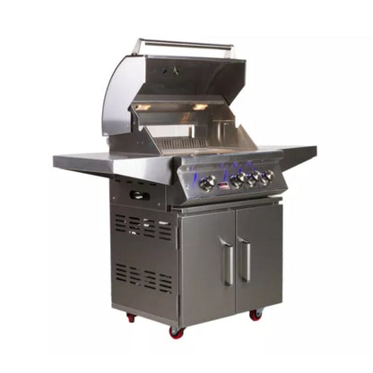 Bonfire Outdoor 28" Stainless Steel 3-Burner Freestanding Liquid Propane Gas Grill With Infrared Rear Burner