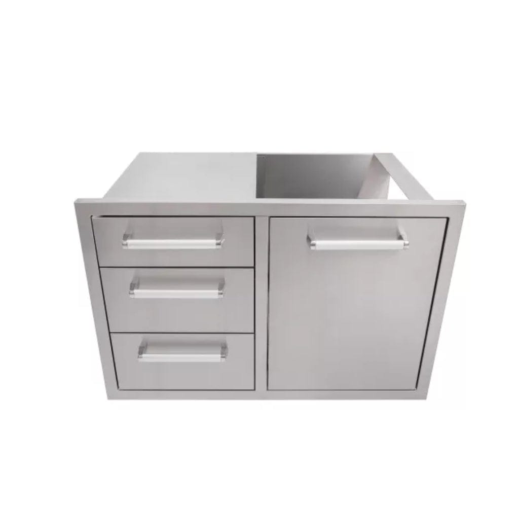 Bonfire Outdoor 33" Stainless Steel Triple Drawer & Trash Can Combo