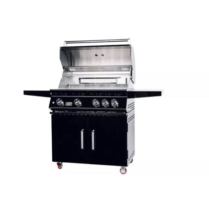 Bonfire Outdoor 34" 4-Burner Black Stainless Steel Freestanding Natural Gas Grill With Infrared Burner