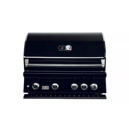 Bonfire Outdoor 34" Black Stainless Steel 4-Burner Built-In Liquid Propane Gas Grill With Infrared Rear Burner