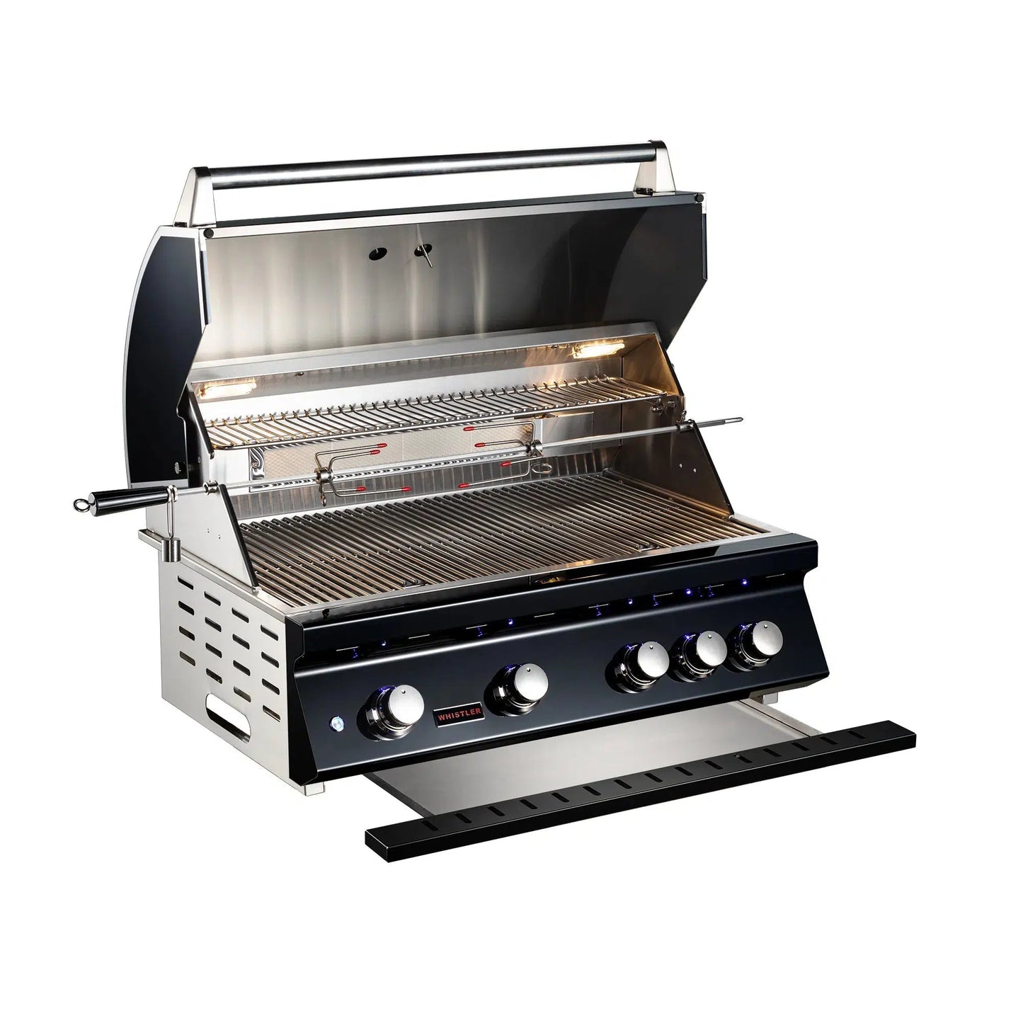 Bonfire Outdoor 34" Black Stainless Steel 4-Burner Built-In Liquid Propane Gas Grill With Infrared Rear Burner