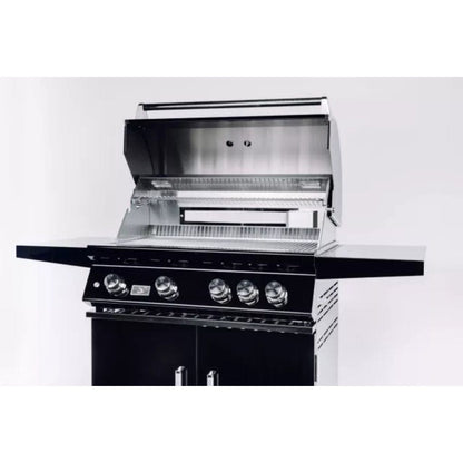 Bonfire Outdoor 34" Black Stainless Steel 4-Burner Freestanding Liquid Propane Gas Grill With Infrared Rear Burner