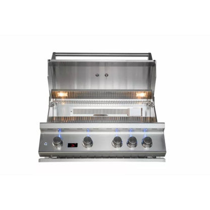 Bonfire Outdoor 34" Stainless Steel 4-Burner Built-In Natural Gas Grill With Infrared Rear Burner