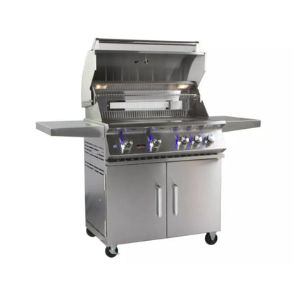 Bonfire Outdoor 34" Stainless Steel 4-Burner Freestanding Liquid Propane Gas Grill With Infrared Rear Burner