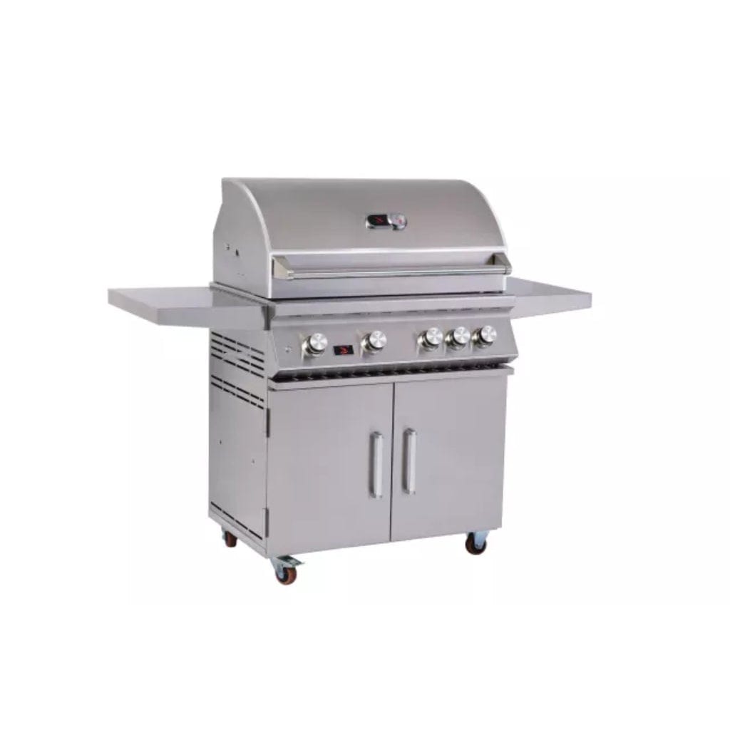 Bonfire Outdoor 34" Stainless Steel 4-Burner Freestanding Liquid Propane Gas Grill With Infrared Rear Burner