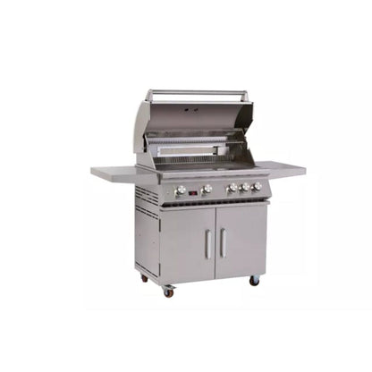 Bonfire Outdoor 34" Stainless Steel 4-Burner Freestanding Liquid Propane Gas Grill With Infrared Rear Burner