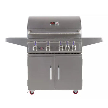 Bonfire Outdoor 34" Stainless Steel 4-Burner Freestanding Liquid Propane Gas Grill With Infrared Rear Burner