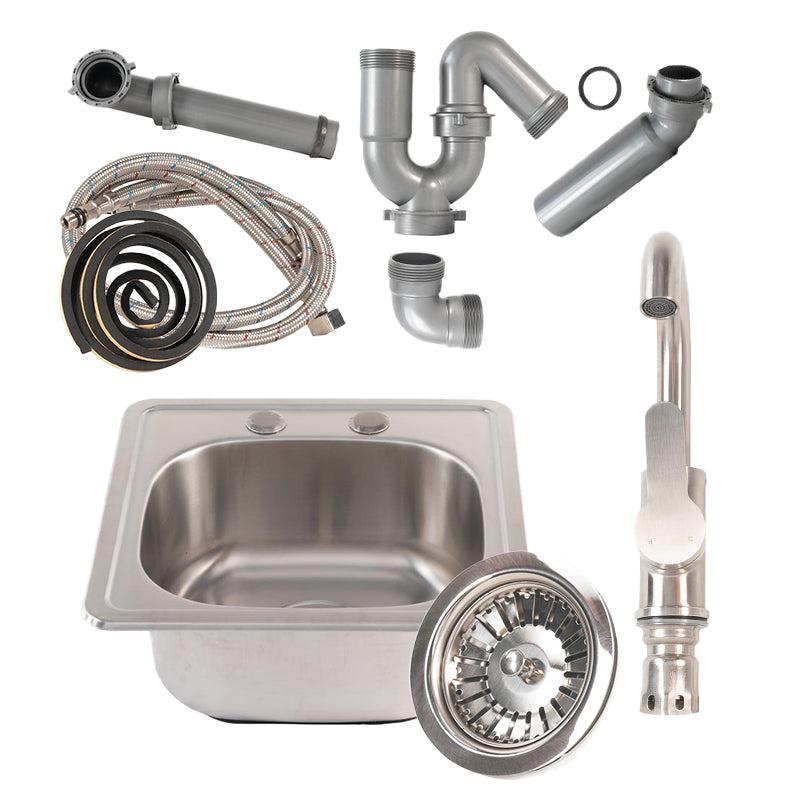Buck Stove 15" x 15" Outdoor-Rated Stainless Steel With Hot/Cold Faucet