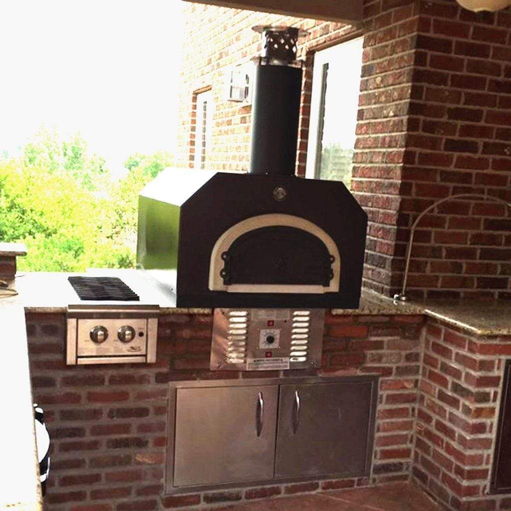 Chicago Brick Oven CBO-750 38" x 28" Hybrid Wood/Natural Gas Countertop Pizza Oven With Solar Black Hood (Residential)