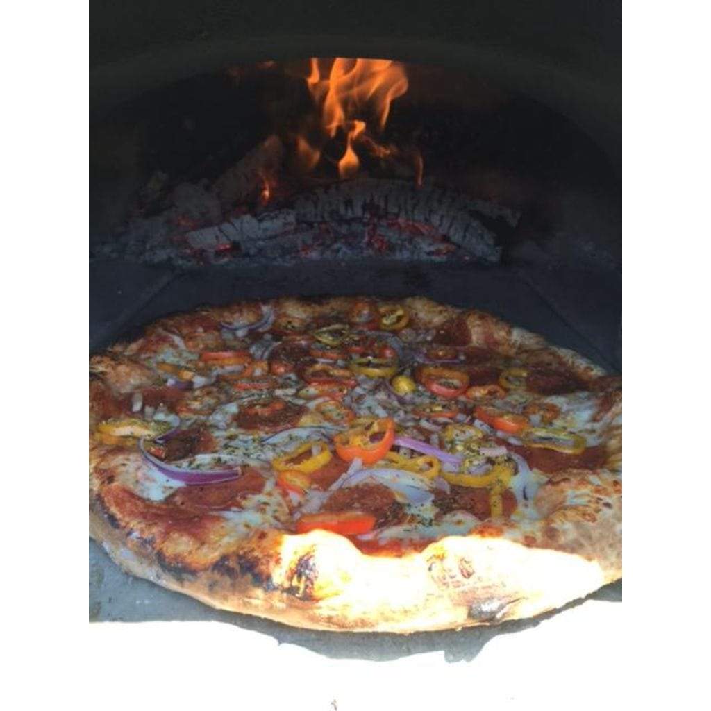 Chicago Brick Oven CBO-750 38" x 28" Hybrid Wood/Natural Gas Countertop Pizza Oven With Solar Black Hood & Skirt (Commercial)