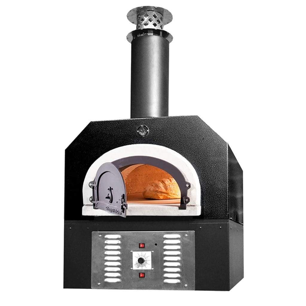 Chicago Brick Oven CBO-750 38" x 28" Hybrid Wood/Natural Gas Countertop Pizza Oven With Solar Black Hood & Skirt (Commercial)