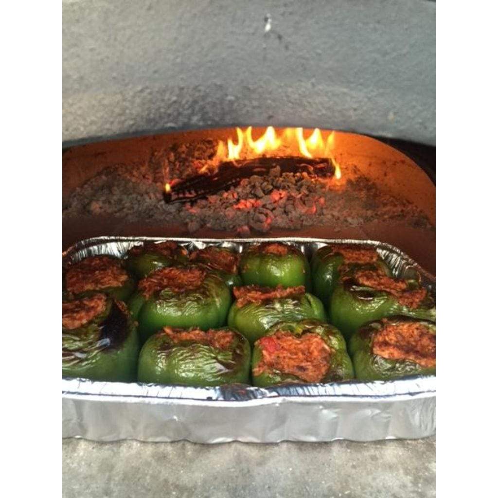 Chicago Brick Oven CBO-750 38" x 28" Hybrid Wood/Propane Gas Countertop Pizza Oven With Sliver Vein Hood & Skirt (Residential)