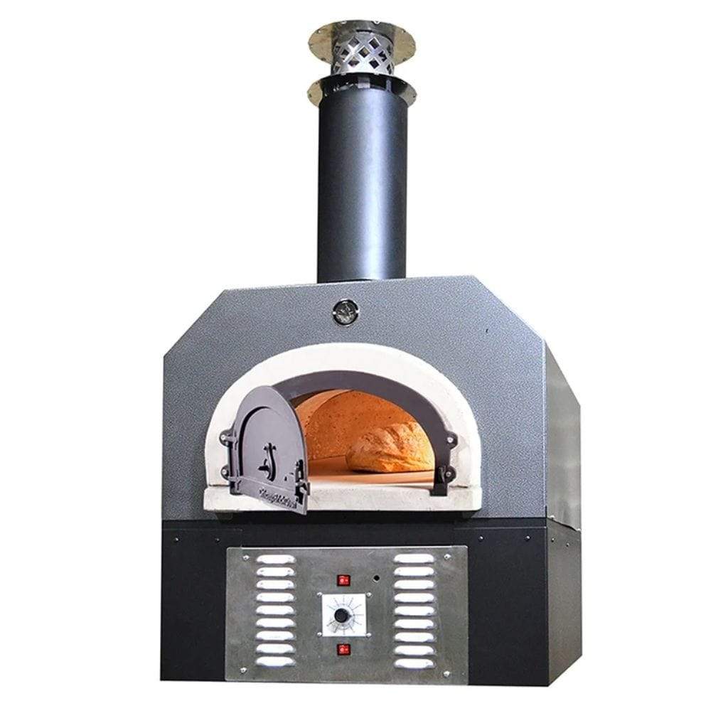 Chicago Brick Oven CBO-750 38" x 28" Hybrid Wood/Propane Gas Countertop Pizza Oven With Sliver Vein Hood & Skirt (Residential)