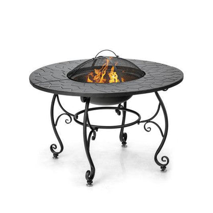 Costway 35.5' Patio Fire Pit Dining Table With Cooking BBQ Grate