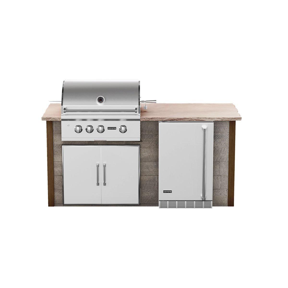 Coyote RTA 6ft Brown Weathered Wood Premium Grill Island With Refrigeration