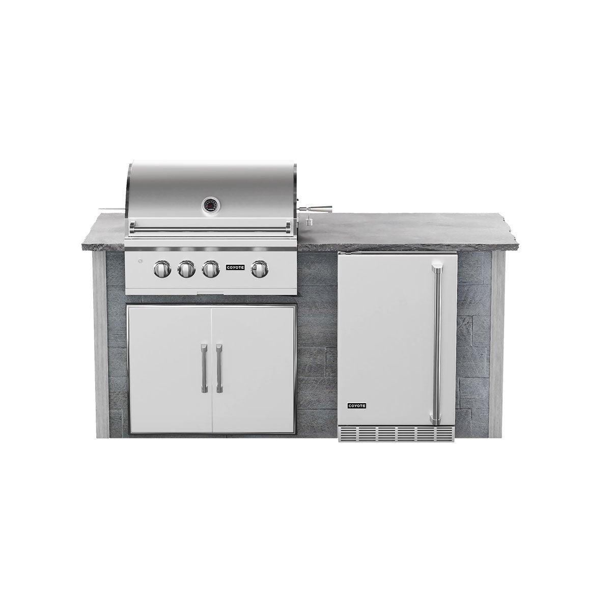 Coyote RTA 6ft Gray Weathered Wood Premium Grill Island With Refrigeration