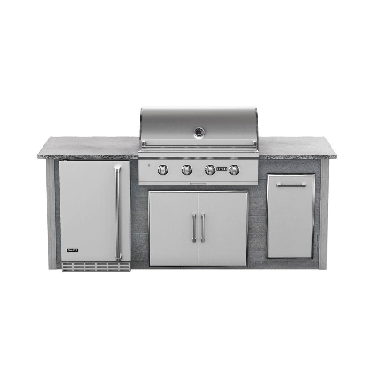 Coyote RTA 8ft Gray Weathered Wood Grill Island With Refrigeration