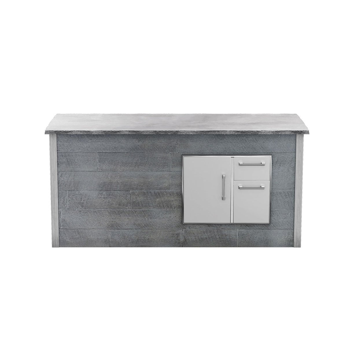 Coyote RTA 8ft Gray Weathered Wood Storage Bar Island on Right