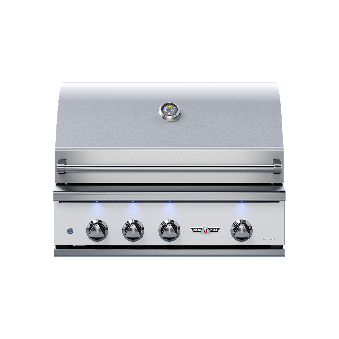 Delta Heat R Model 32" White Control Panel Stainless Steel Liquid Propane Gas Grill With Infrared Rotisserie
