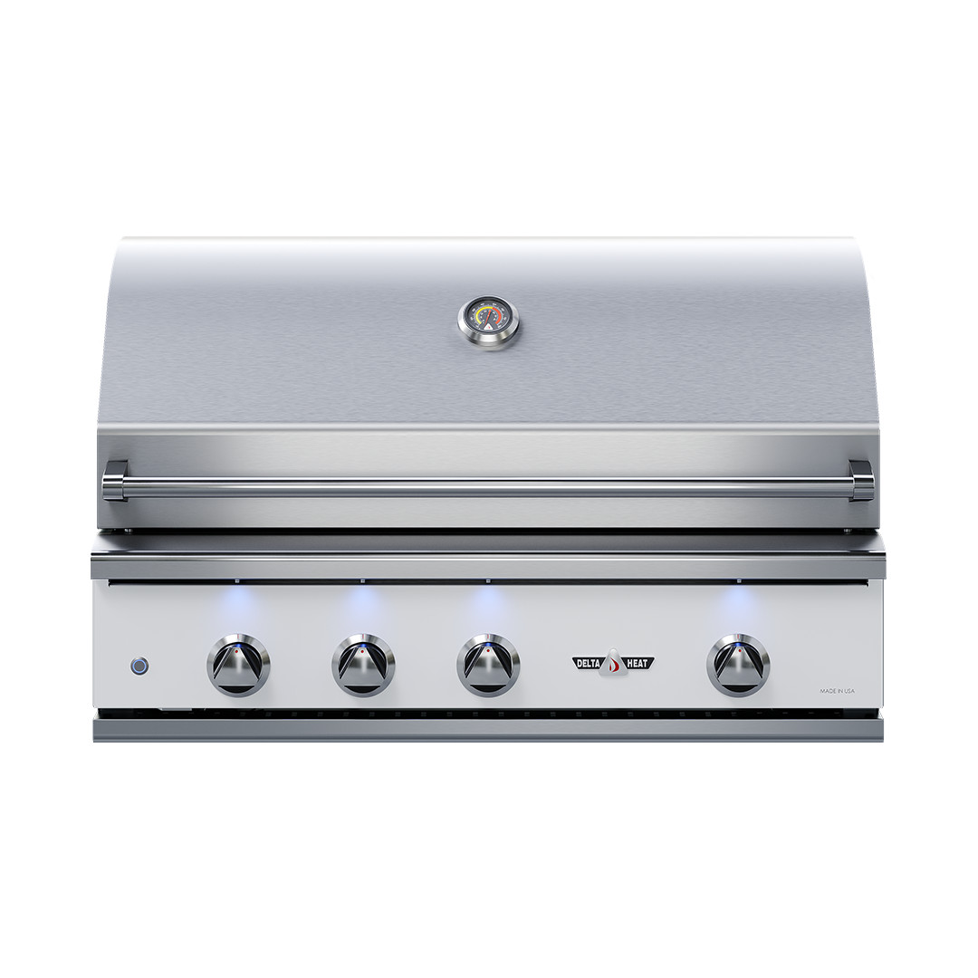 Delta Heat R Model 38" White Control Panel Stainless Steel Liquid Propane Gas Grill With Infrared Rotisserie