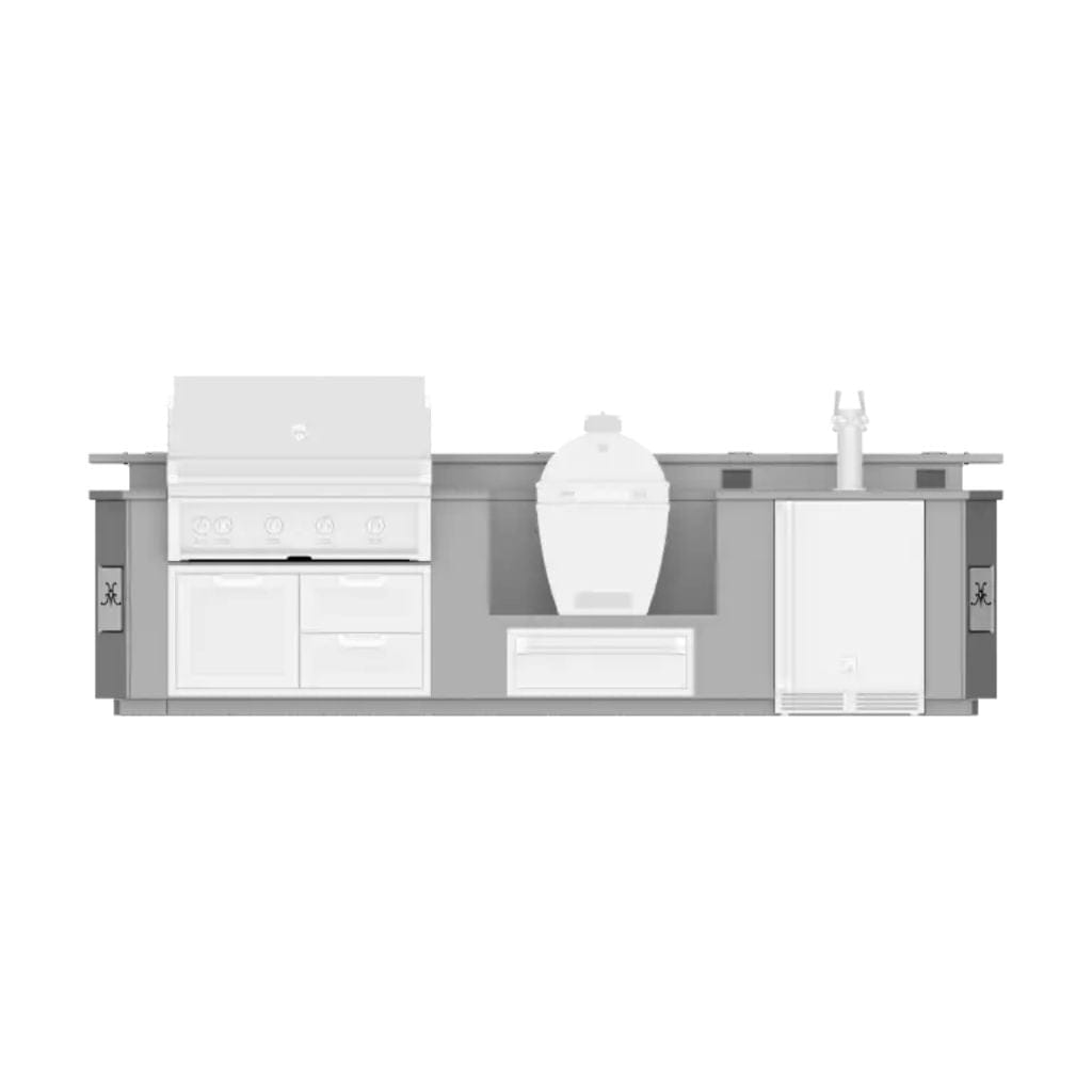 Hestan 12' Outdoor Living Suite with Egg Shaped Smoker/Grill, Beer Dispenser and Bar - GE Series