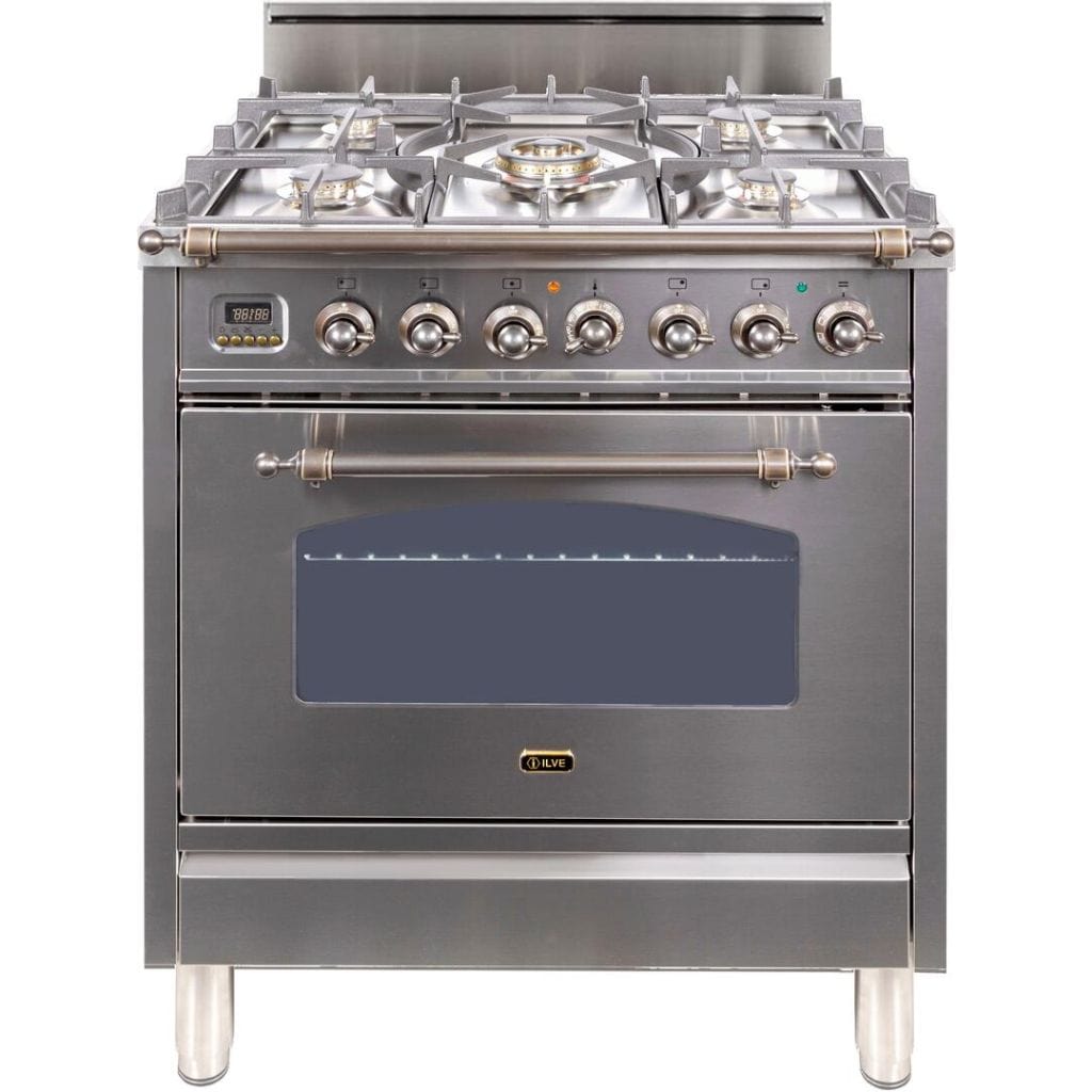ILVE 30” 5-Burners Nostalgie Series Freestanding Single Oven Gas Range with Trim
