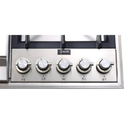 ILVE 36” 5-Burners Gas Cooktop with Griddle
