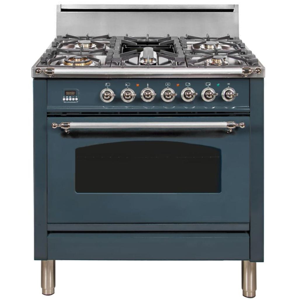 ILVE 36” 5-Burners Nostalgie Series Freestanding Single Oven Gas Range and Griddle with Trim