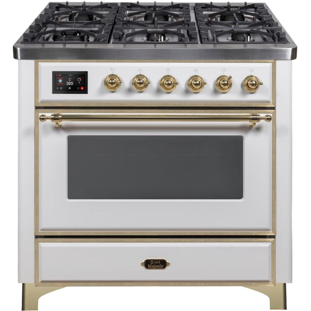 ILVE 36" 6 Sealed Burners Majestic II Series Freestanding Duel Fuel Single Oven Natural Gas Range