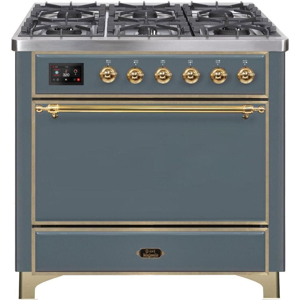 ILVE 36" 6 Sealed Burners Majestic II Series Freestanding Duel Fuel Single Oven Natural Gas Range