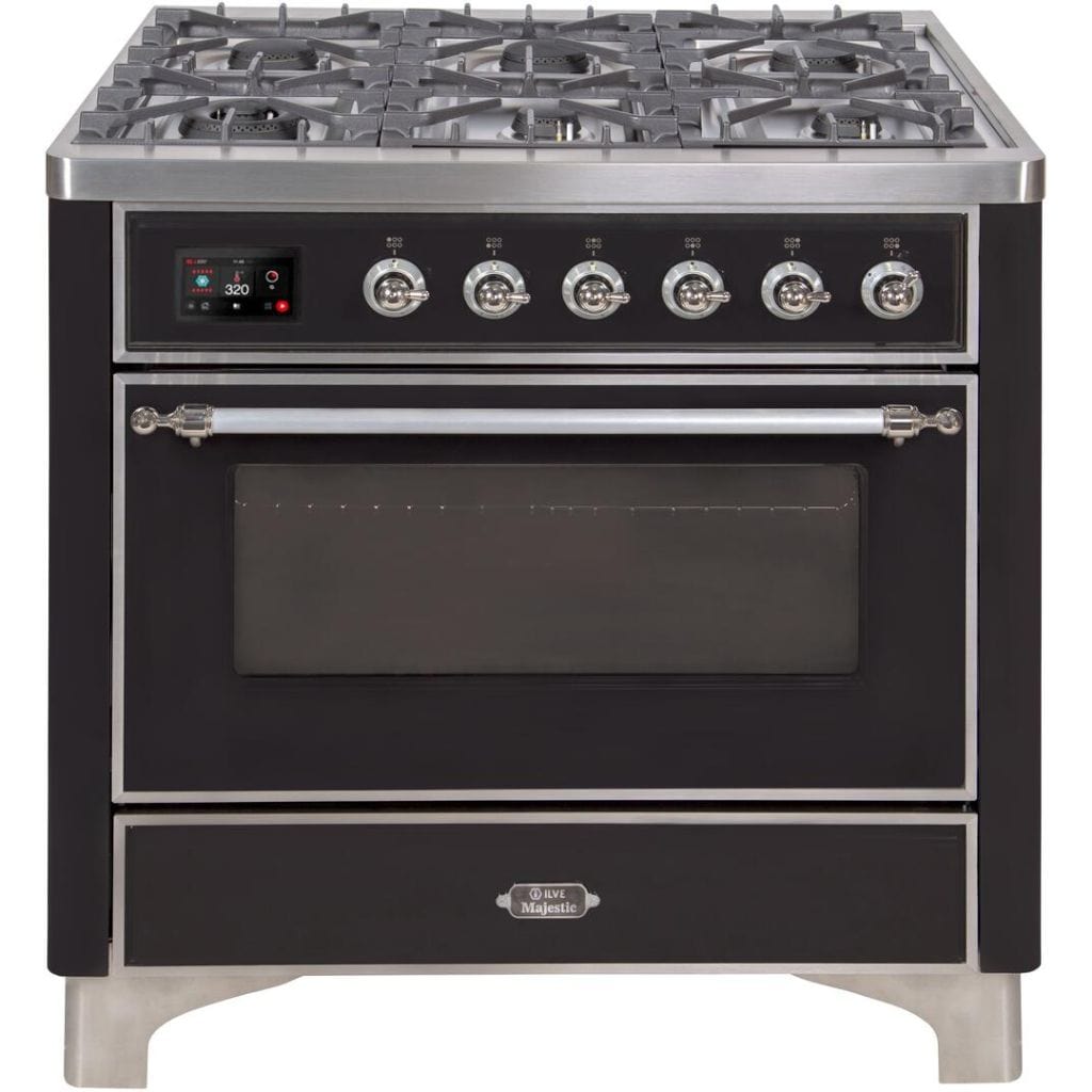 ILVE 36" 6 Sealed Burners Majestic II Series Freestanding Duel Fuel Single Oven Natural Gas Range