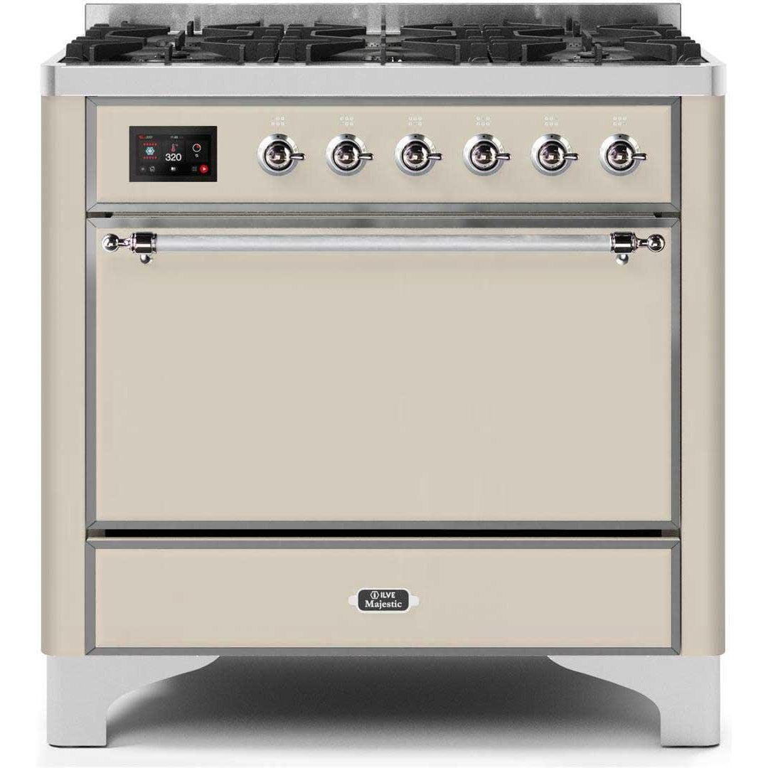 ILVE 36" 6 Sealed Burners Majestic II Series Freestanding Duel Fuel Single Oven Natural Gas Range