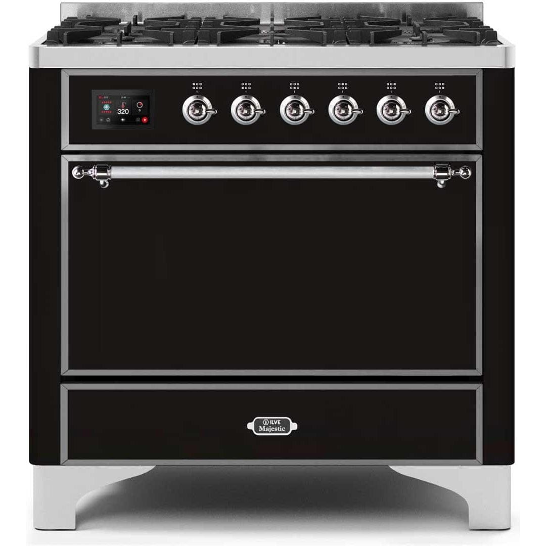 ILVE 36" 6 Sealed Burners Majestic II Series Freestanding Duel Fuel Single Oven Natural Gas Range