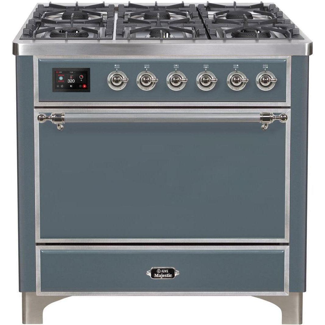 ILVE 36" 6 Sealed Burners Majestic II Series Freestanding Duel Fuel Single Oven Natural Gas Range