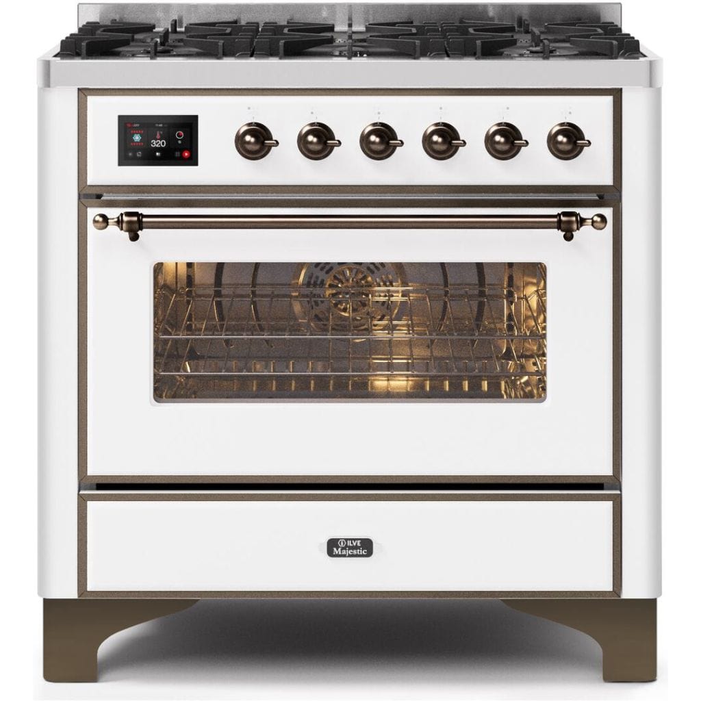 ILVE 36" 6 Sealed Burners Majestic II Series Freestanding Duel Fuel Single Oven Natural Gas Range