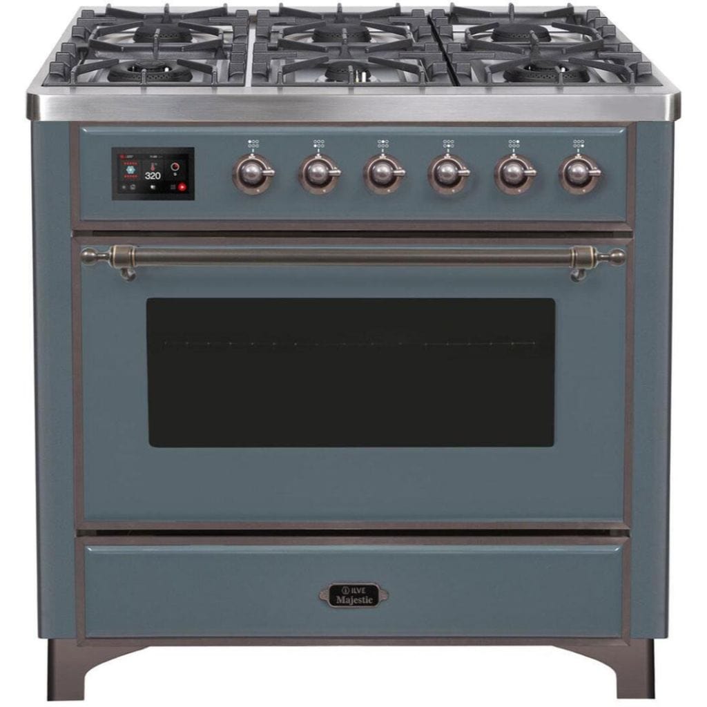 ILVE 36" 6 Sealed Burners Majestic II Series Freestanding Duel Fuel Single Oven Natural Gas Range