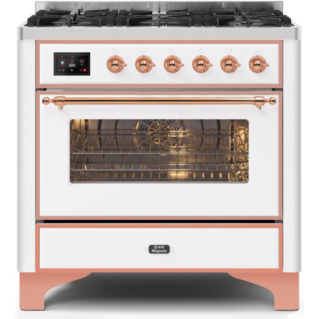 ILVE 36" 6 Sealed Burners Majestic II Series Freestanding Duel Fuel Single Oven Natural Gas Range