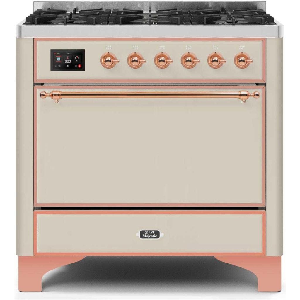 ILVE 36" 6 Sealed Burners Majestic II Series Freestanding Duel Fuel Single Oven Natural Gas Range