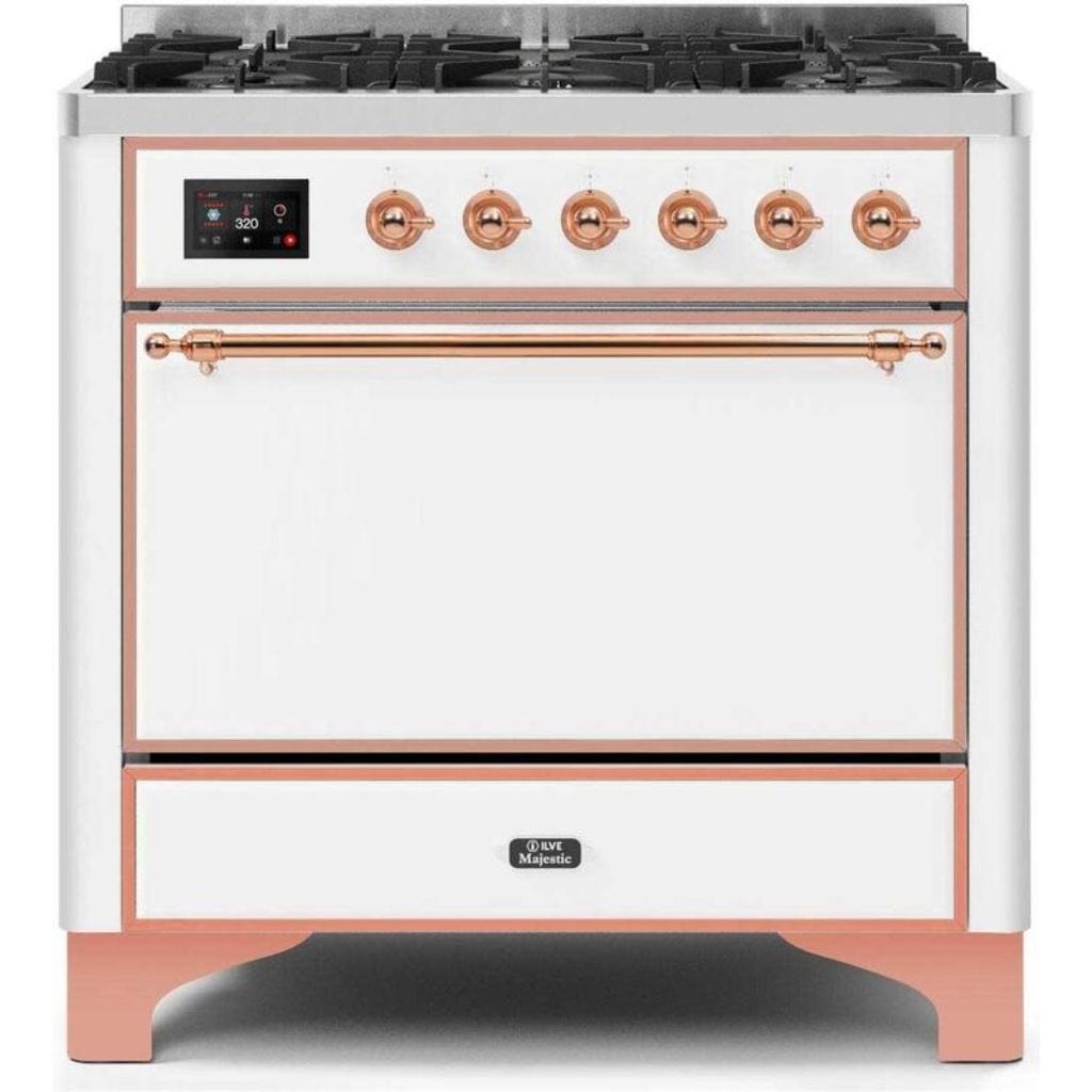 ILVE 36" 6 Sealed Burners Majestic II Series Freestanding Duel Fuel Single Oven Natural Gas Range