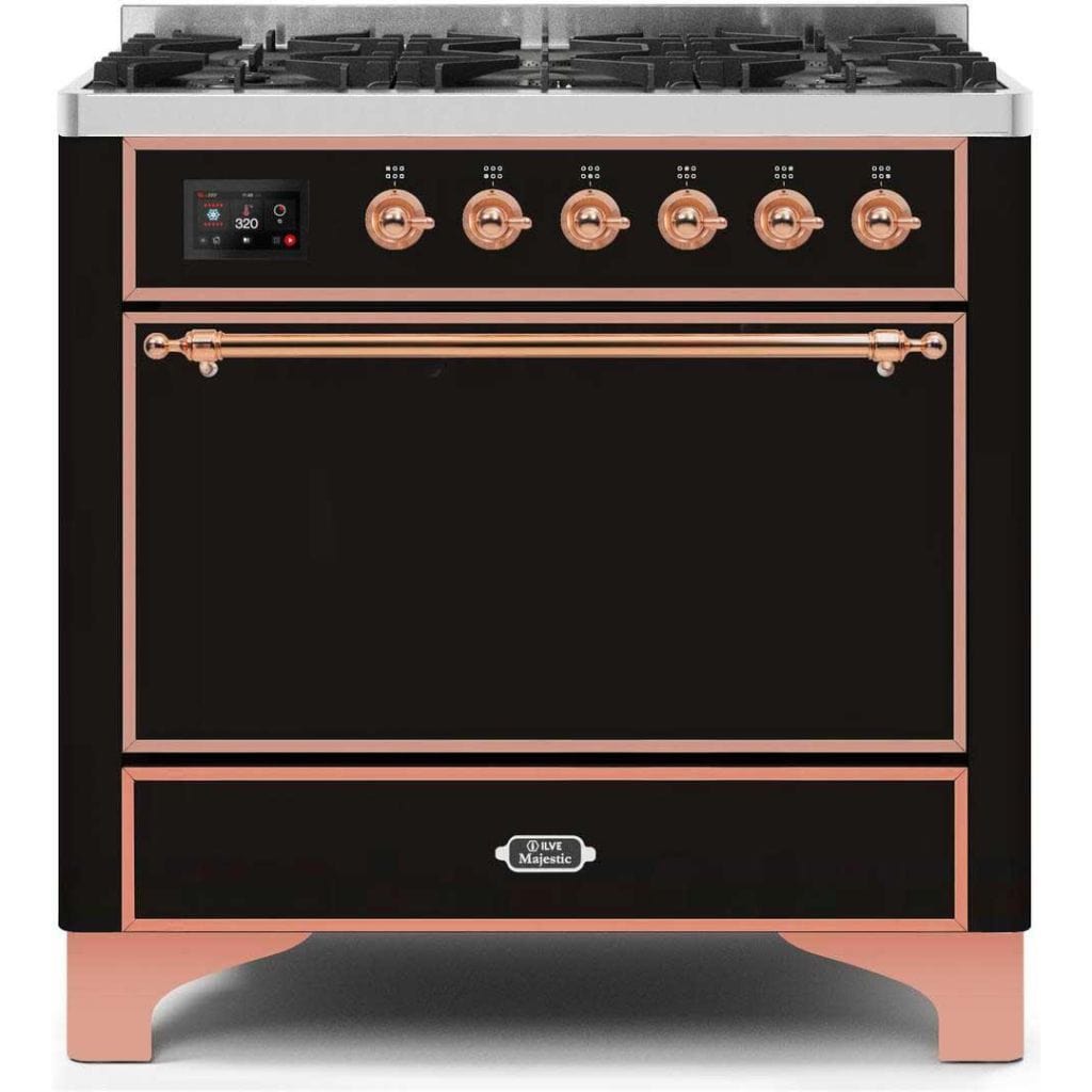 ILVE 36" 6 Sealed Burners Majestic II Series Freestanding Duel Fuel Single Oven Natural Gas Range