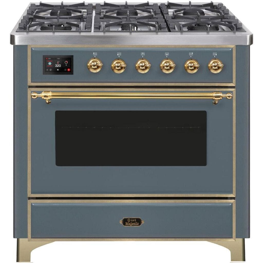 ILVE 36" 6 Sealed Burners Majestic II Series Freestanding Duel Fuel Single Oven Natural Gas Range