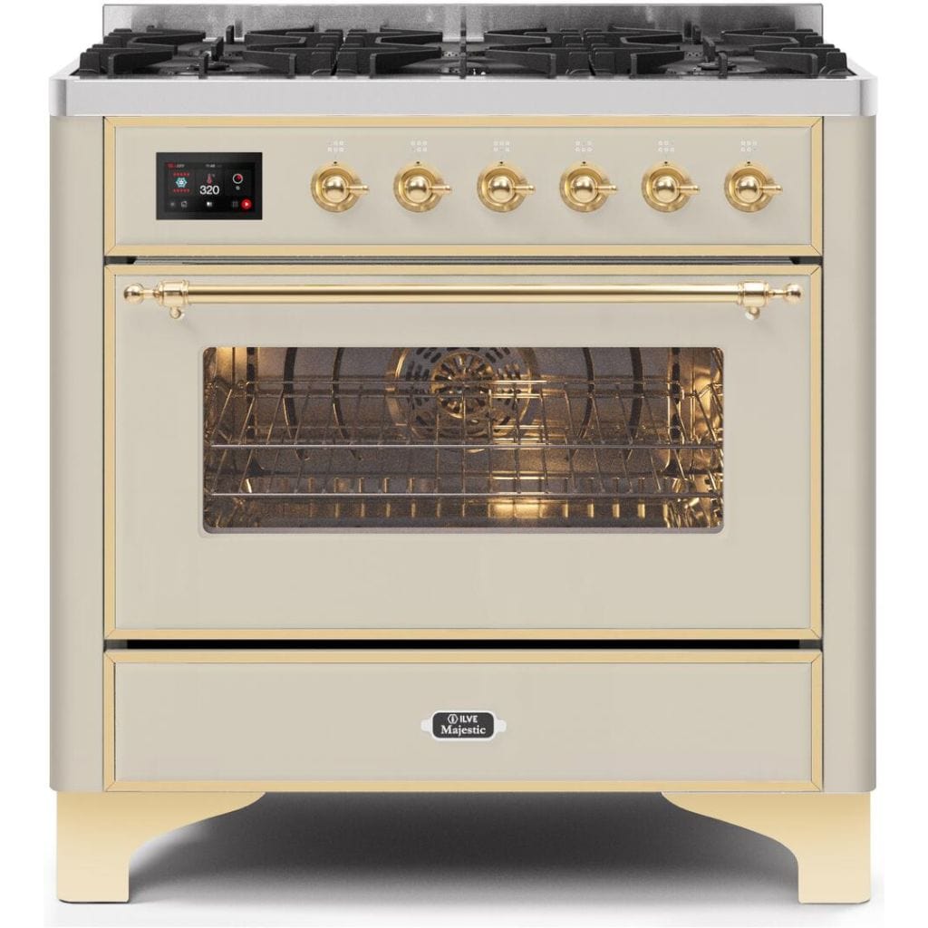 ILVE 36" 6 Sealed Burners Majestic II Series Freestanding Duel Fuel Single Oven Natural Gas Range