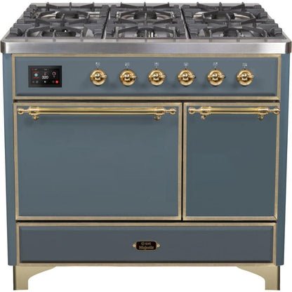 ILVE 40” 6 Sealed Burners Majestic II Series Freestanding Dual Fuel Natural Gas Range with Trim
