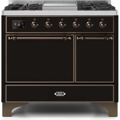 ILVE 40” 6 Sealed Burners Majestic II Series Freestanding Dual Fuel Natural Gas Range with Trim