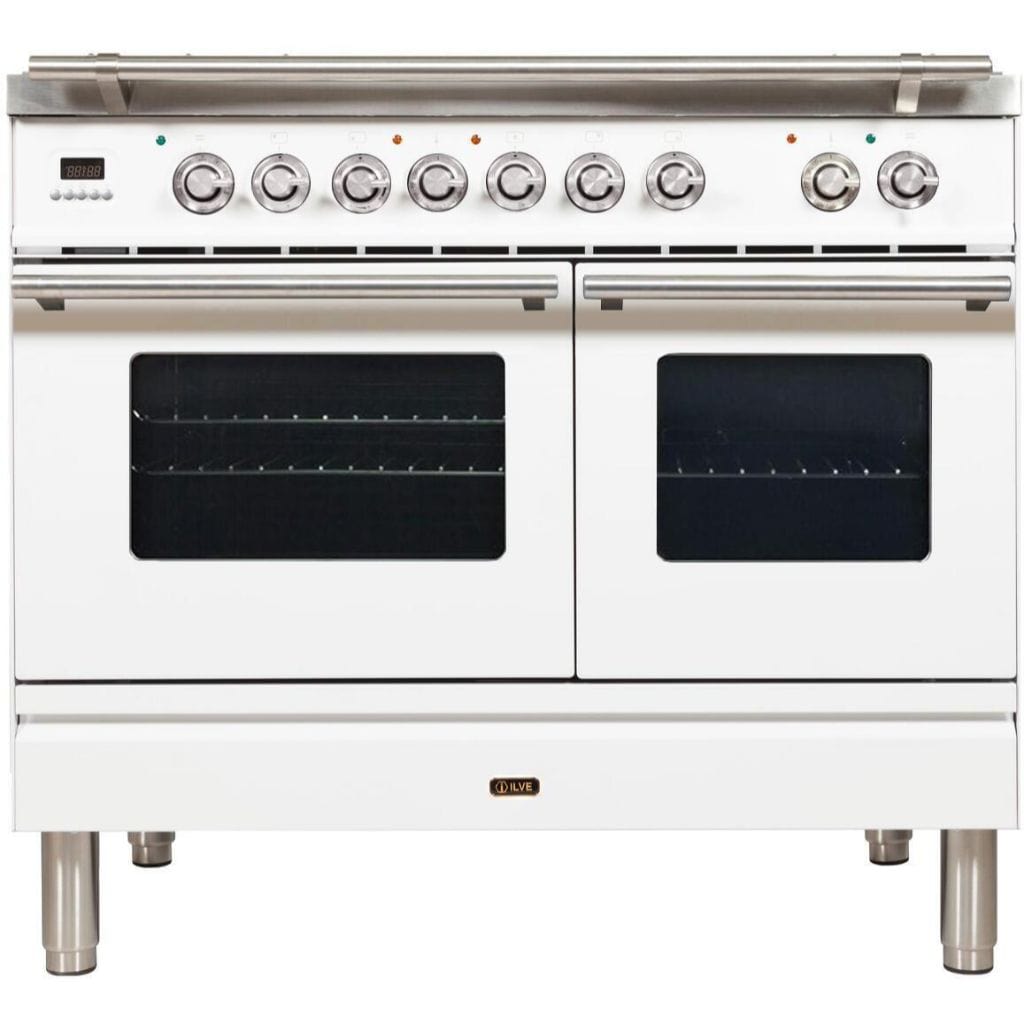 ILVE 40” White 6-Burners Professional Plus Series Freestanding Natural Gas with Trim